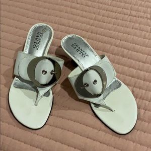 Franco Sarto white kitten heel sandals